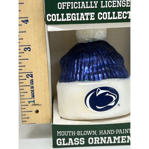 Old World Christmas Penn State Nittany Lions Beanie Glass Ornament 4" OWC - Picture 8 of 8